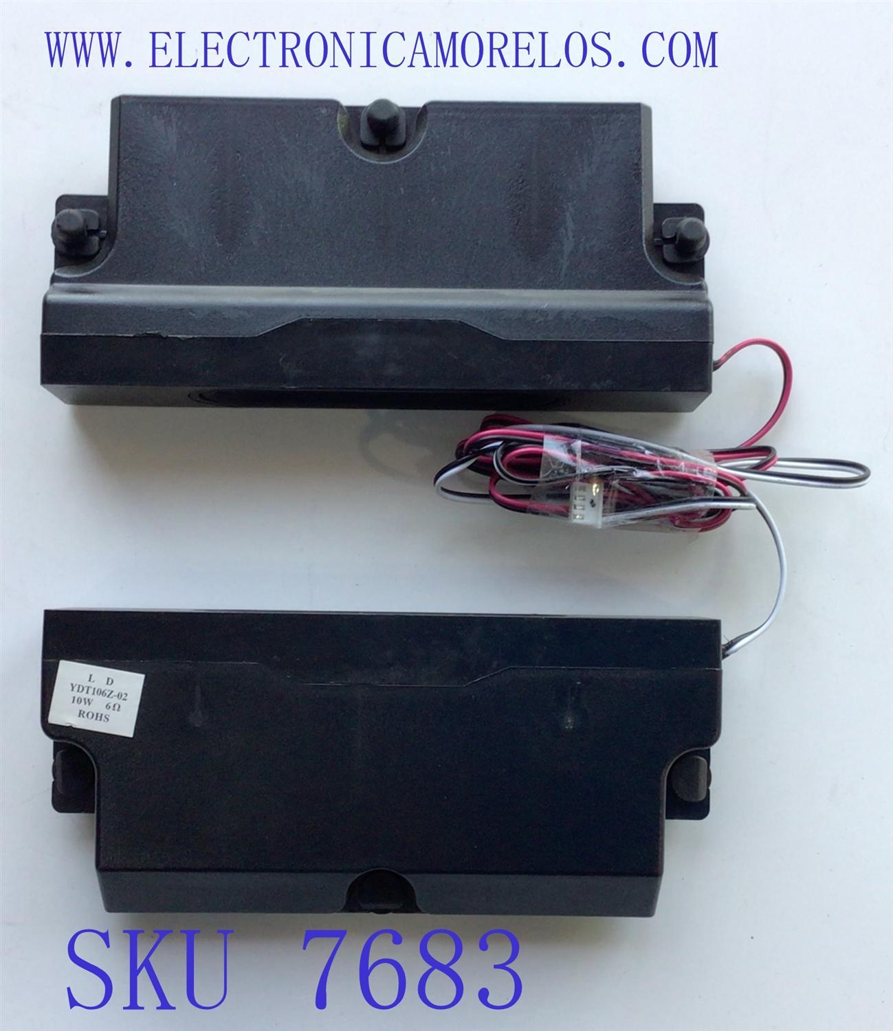 KIT DE BOCINAS PARA TV HAIER (2 PZ) / NUMERO DE PARTE YDT106Z-02 / 10W 6Ω / MODELO 55UG2500	